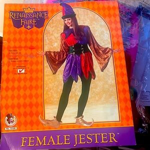 Female Jester Costume Adult hat need 2 min sew repair  p.s. can’t sew worn once